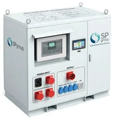 Containerised battery energy storage system with power input and output sockets